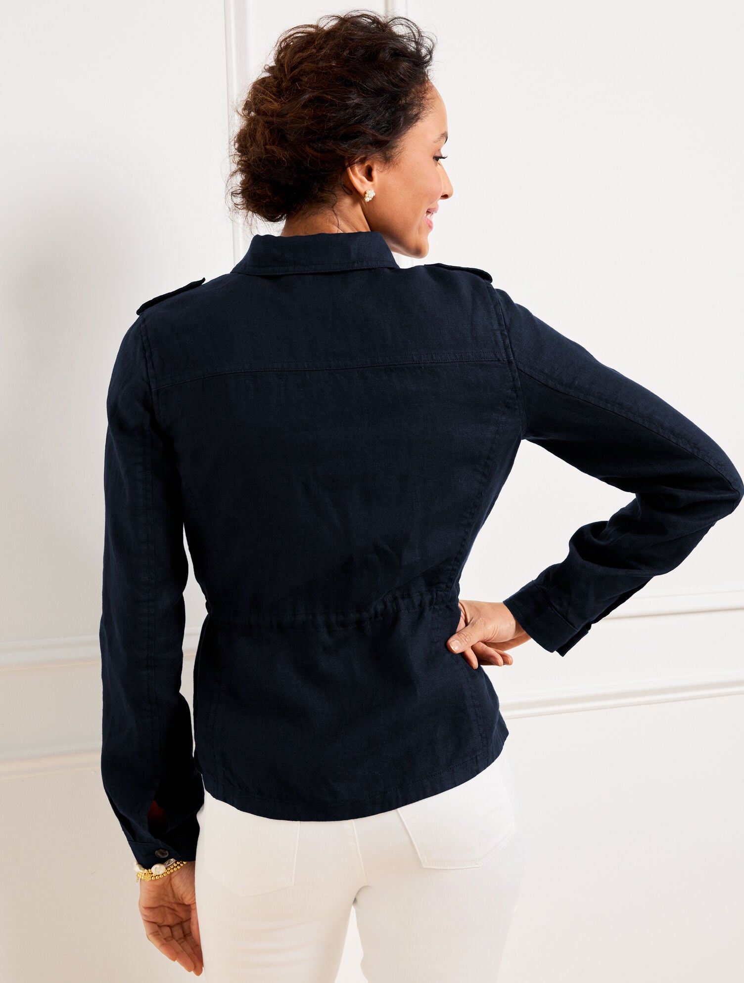 WASHED LINEN SHIRT JACKET - WHITE | Talbots for sale