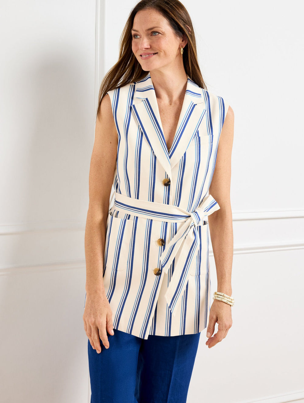 BELTED VEST - BEACH STRIPE | Talbots online