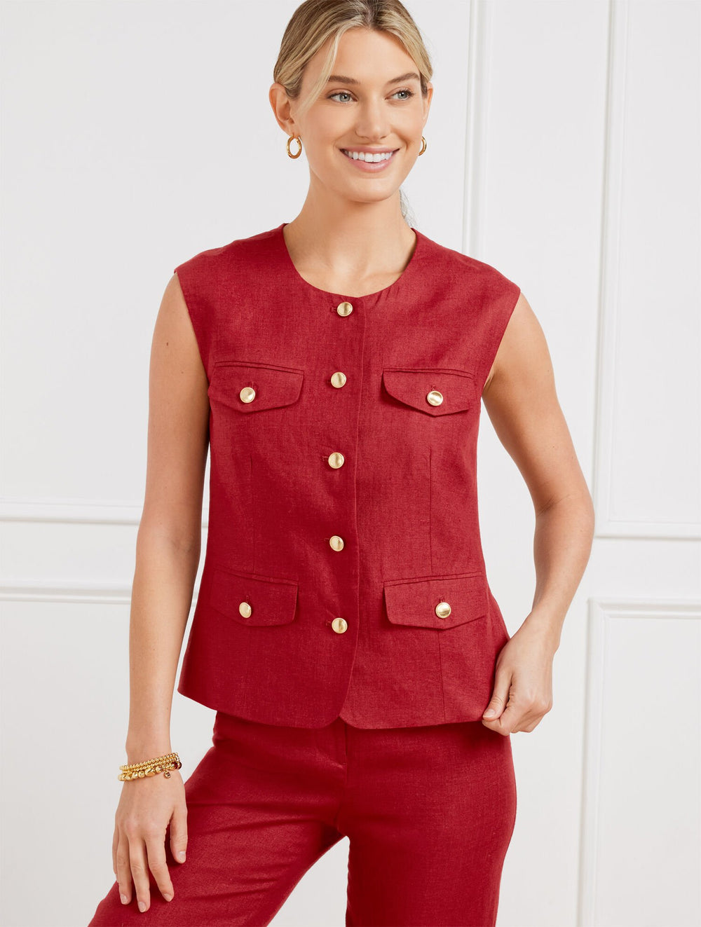 CLASSIC LINEN SHORT VEST | Talbots US