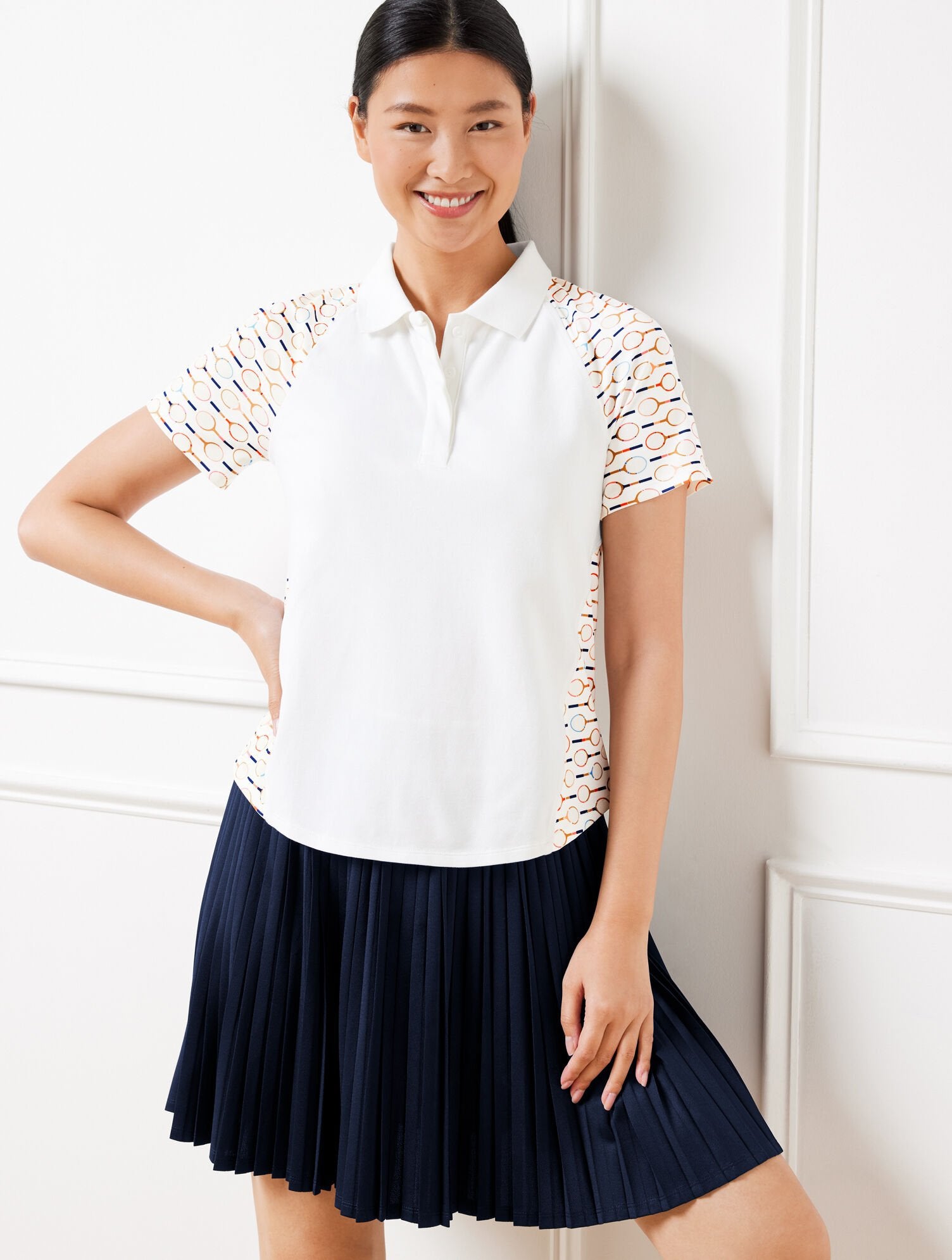 PIQUÉ SHORT SLEEVE POLO - TENNIS RACKET | Talbots online