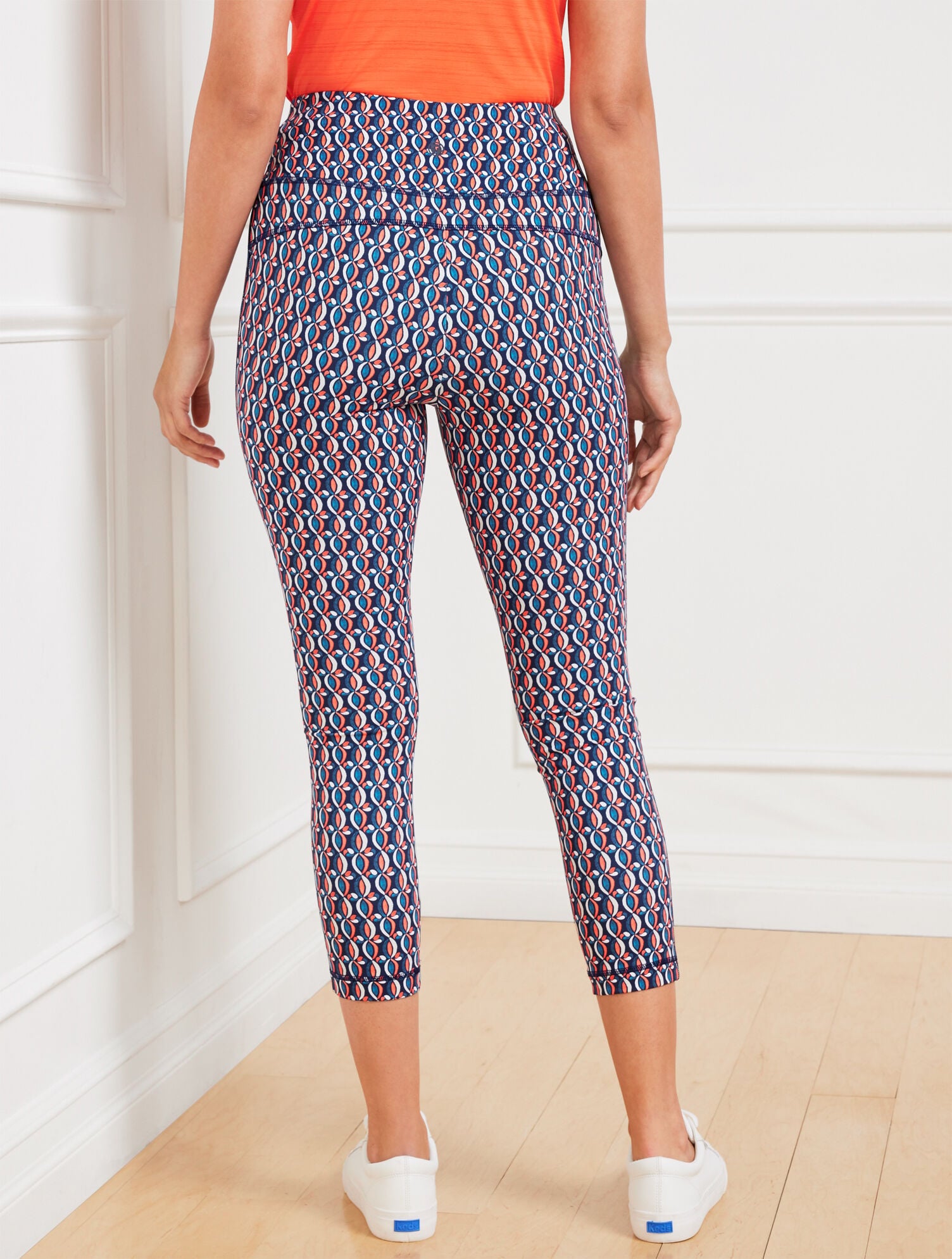 PERFORMANCE INTERLOCK CAPRI LEGGINGS - PINWHEEL GEO | Talbots near me