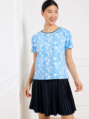 PIQUÉ BOXY CREWNECK TEE - TENNIS TOSS | Talbots on sale