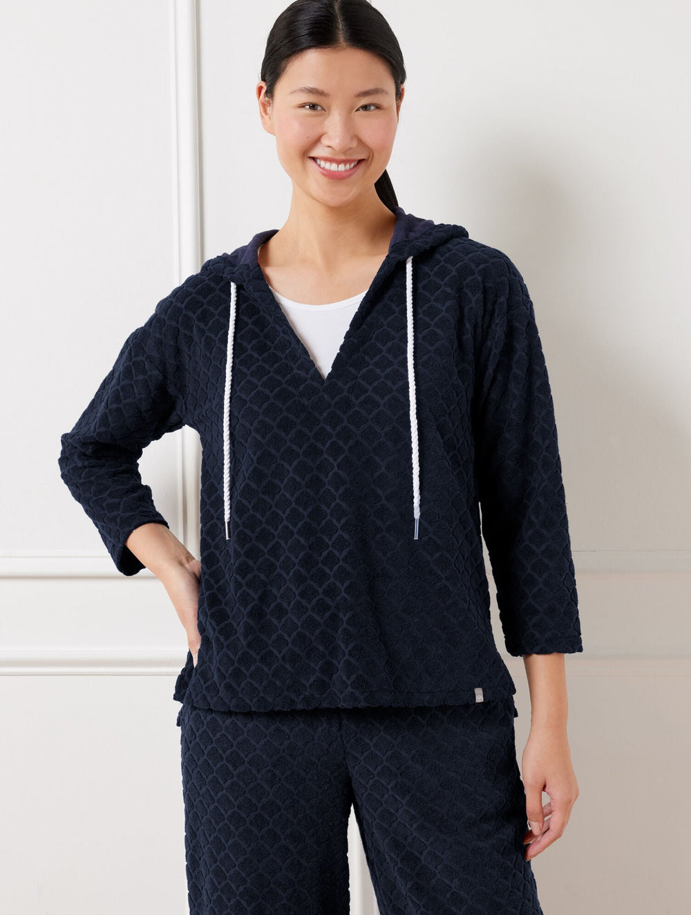 TOWEL TERRY HOODED PULLOVER - SEASHELL | Talbots for sale