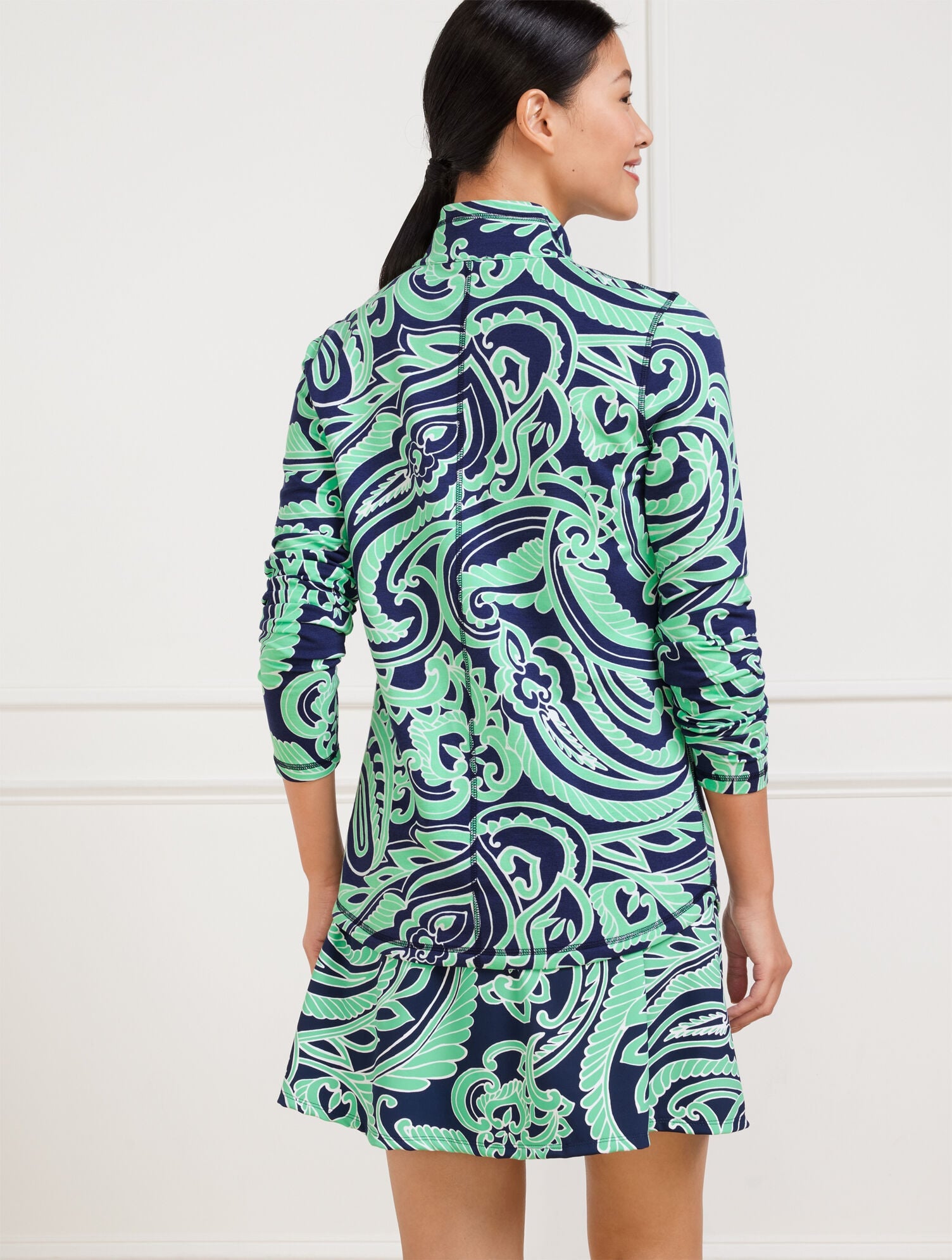 MODAL FRENCH TERRY HALF-ZIP PULLOVER - IMPRESSIVE PAISLEY | Talbots outlet