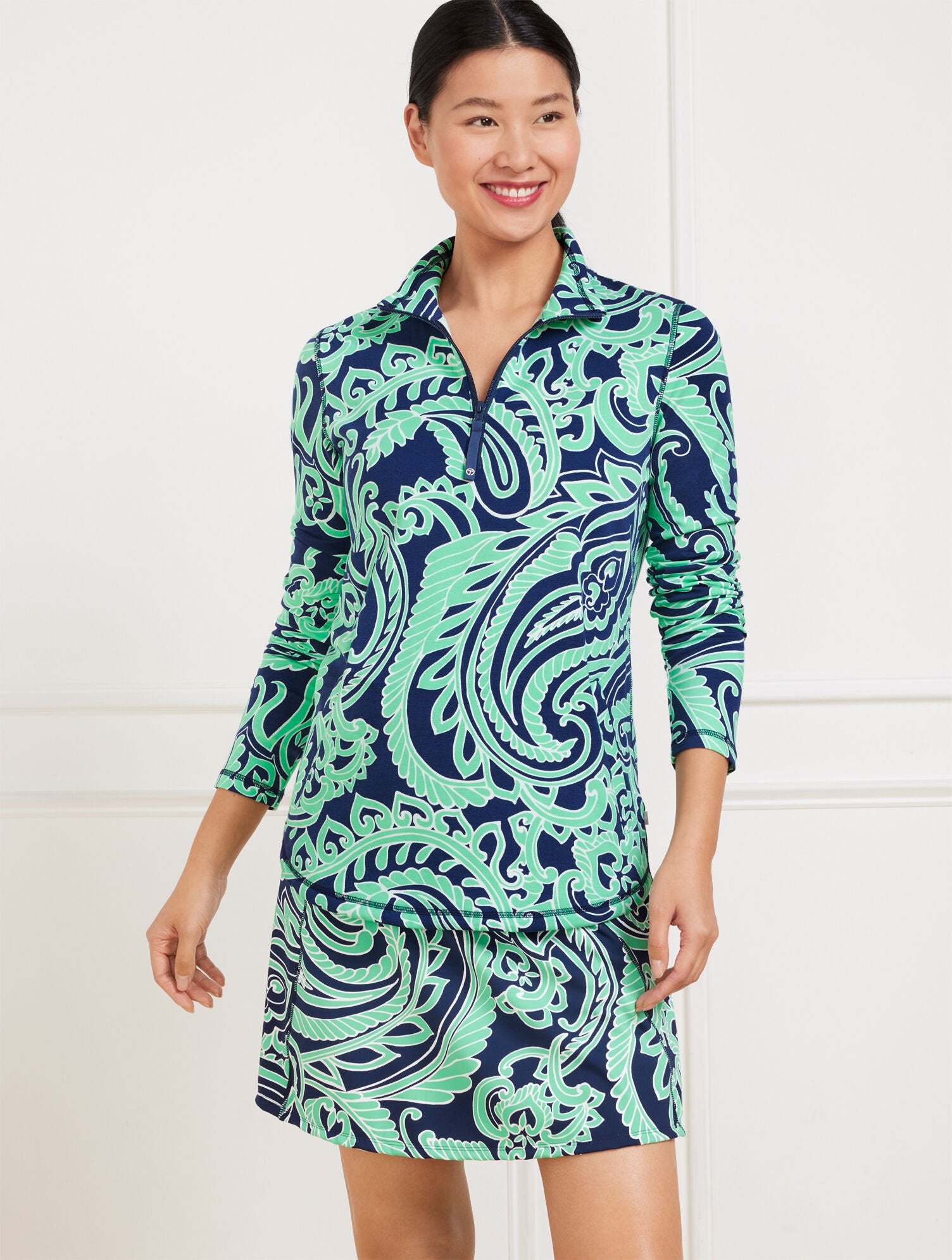 MODAL FRENCH TERRY HALF-ZIP PULLOVER - IMPRESSIVE PAISLEY | Talbots outlet
