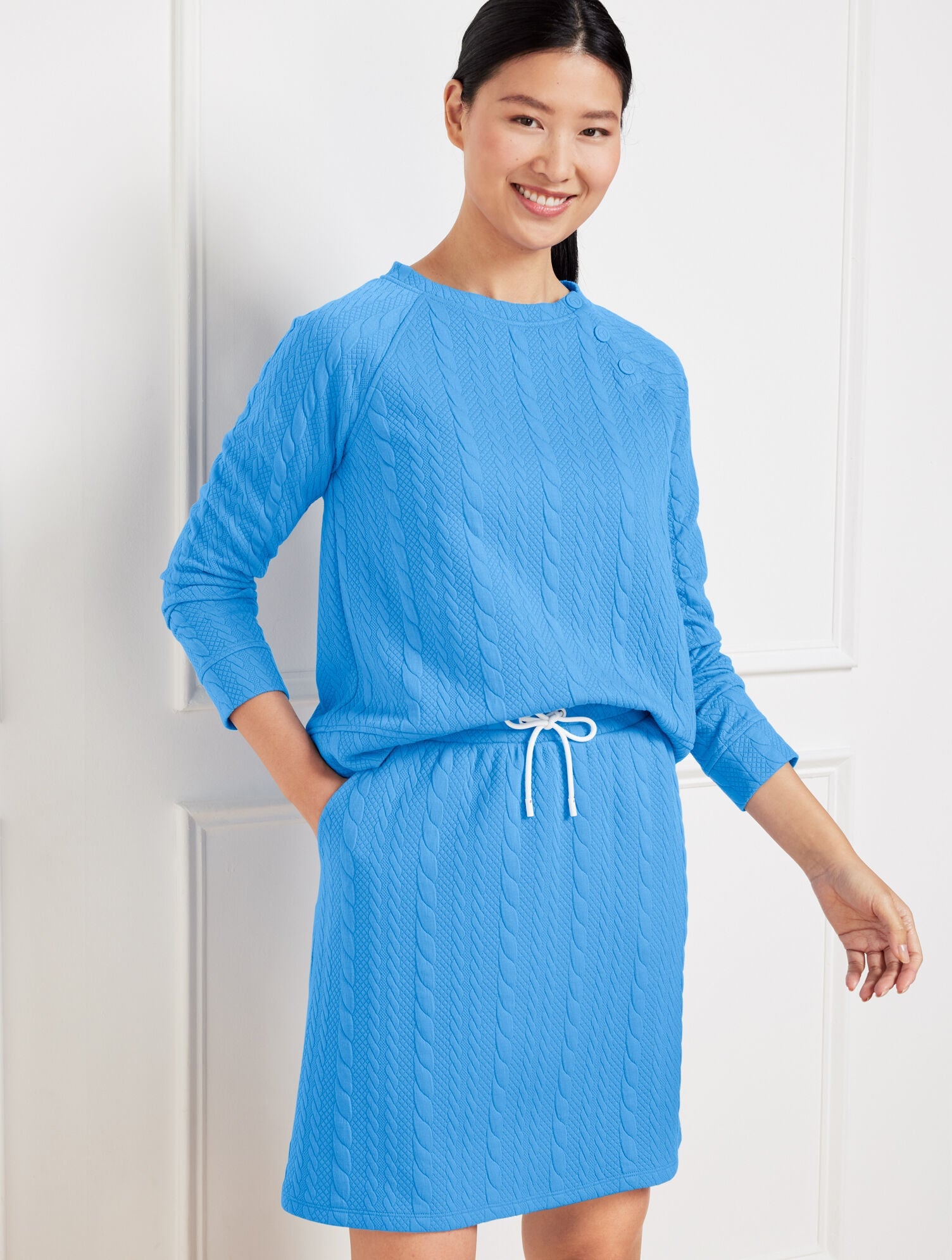 CABLE JACQUARD SNAP BUTTON SWEATSHIRT | Talbots discount