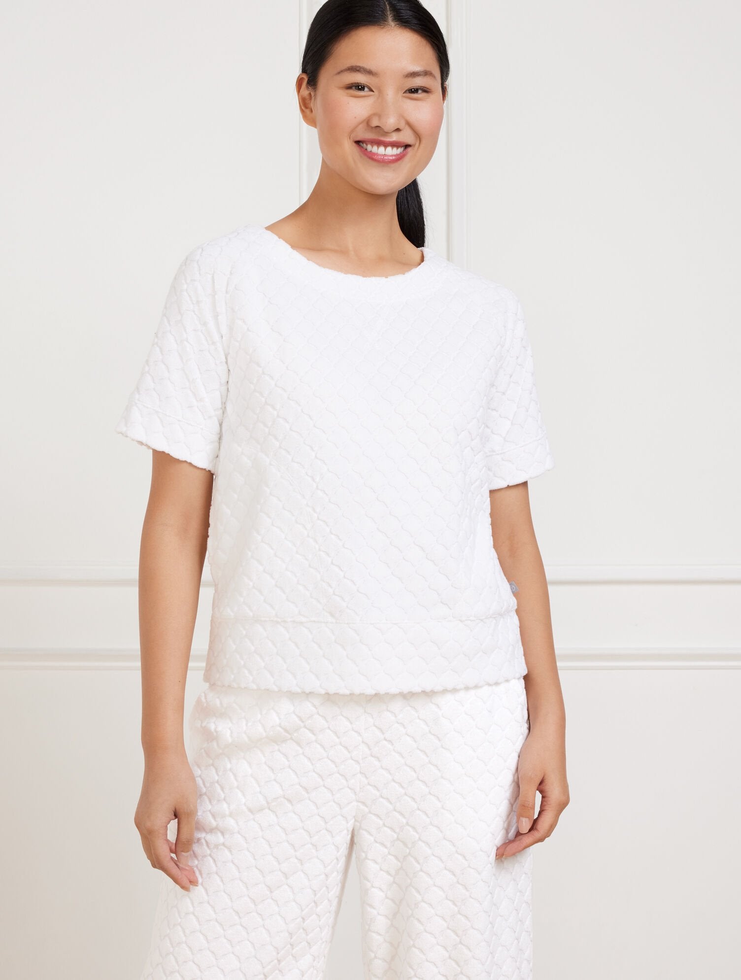 TOWEL TERRY CREWNECK TEE - SEASHELL | Talbots on sale