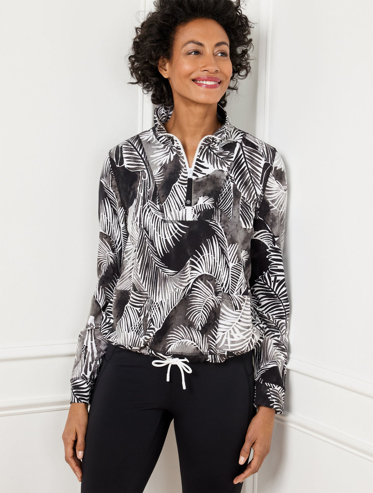 DRAWCORD HEM PULLOVER - BREEZY PALMS | Talbots on sale