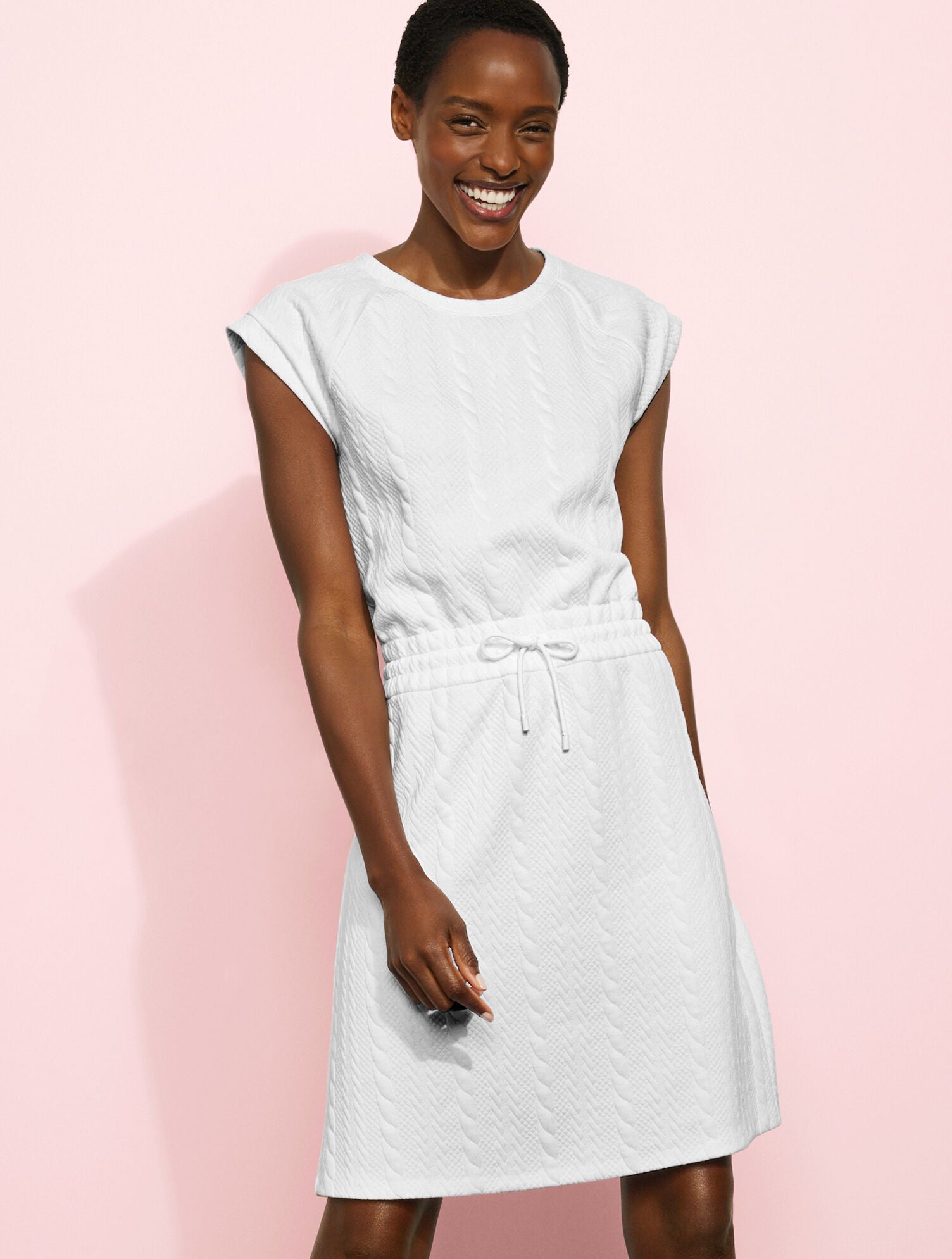 CREWNECK T-SHIRT DRESS - CABLE JACQUARD | Talbots for sale