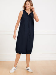 CRINKLE WEAVE BUNGEE HEM DRESS | Talbots on sale