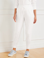 MODAL FRENCH TERRY CLASSIC EMBROIDERED CREST JOGGERS | Talbots outlet
