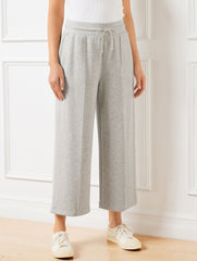 AIRKNIT STRETCH WIDE CROP PANTS - GREY SKY HEATHER | Talbots online