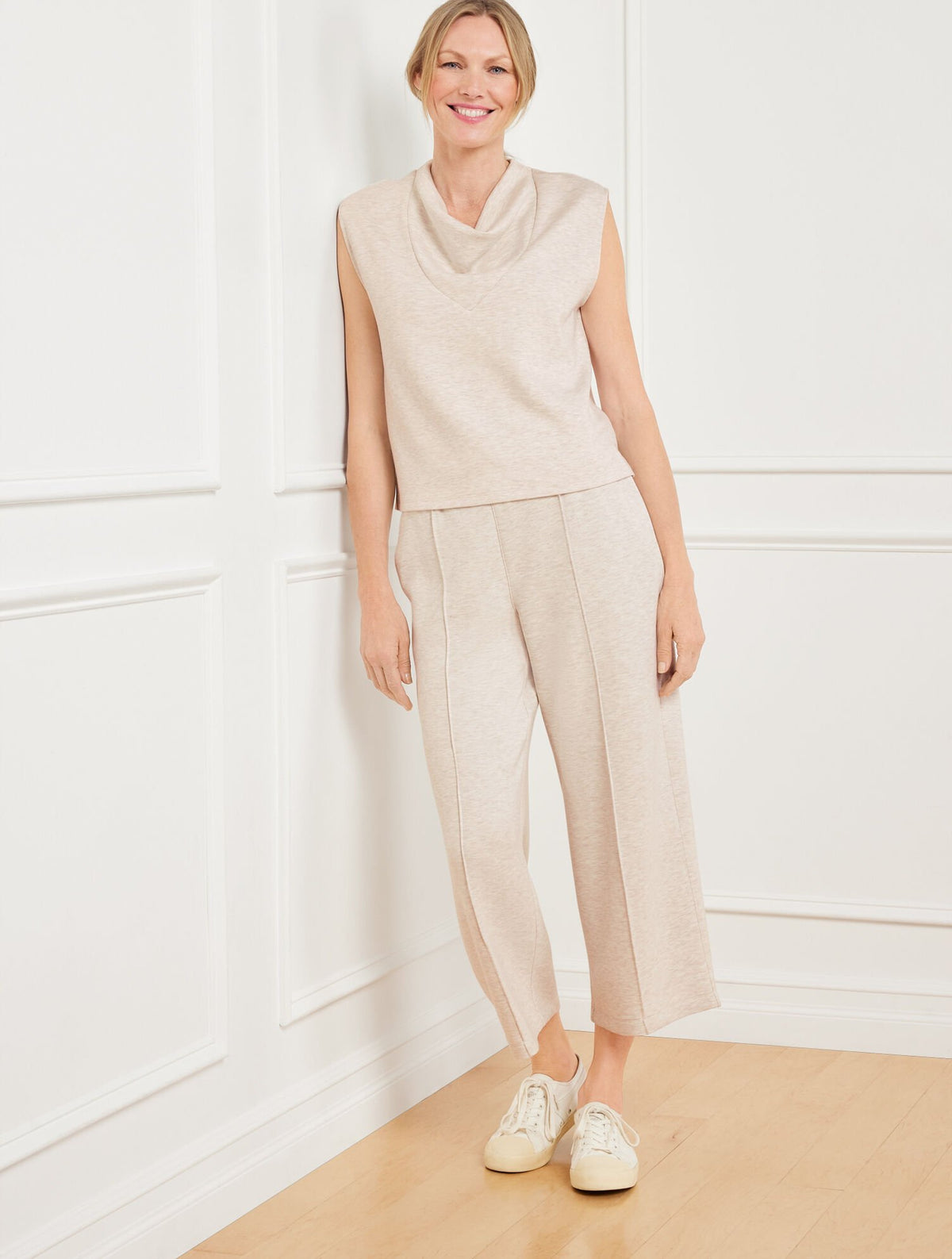 AIRKNIT STRETCH HEATHERED COWL-NECK TANK | Talbots online