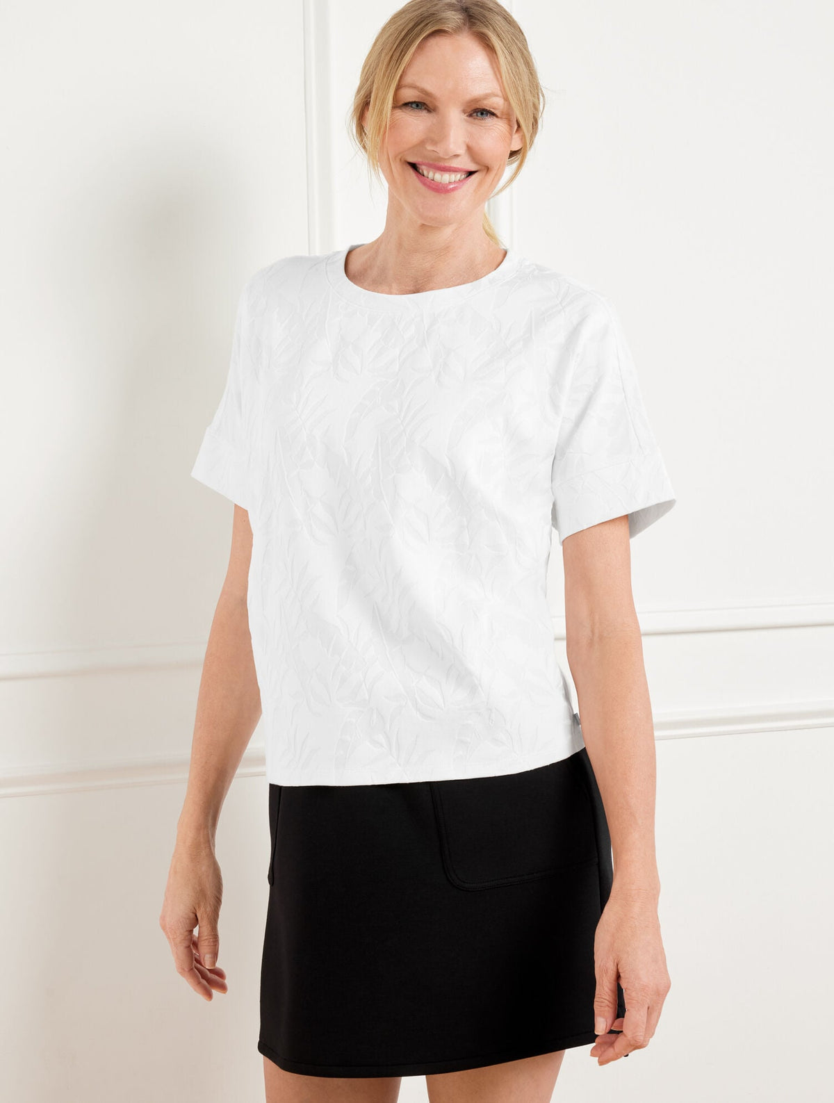 JACQUARD CREWNECK TEE - BOTANICAL BLISS | Talbots online