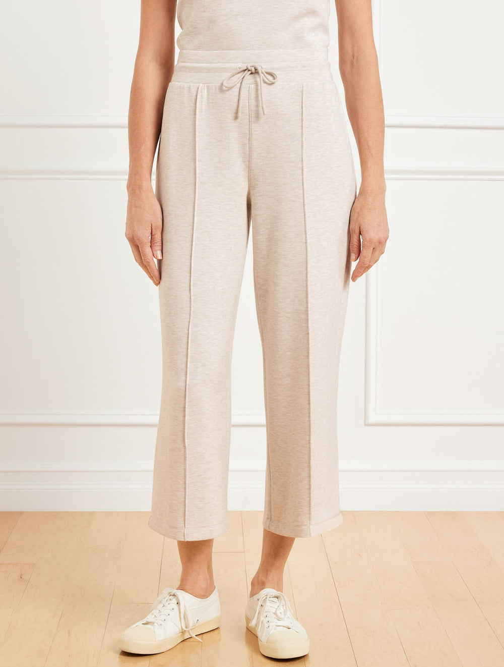 AIRKNIT STRETCH WIDE CROP PANTS - HEATHERED | Talbots outlet