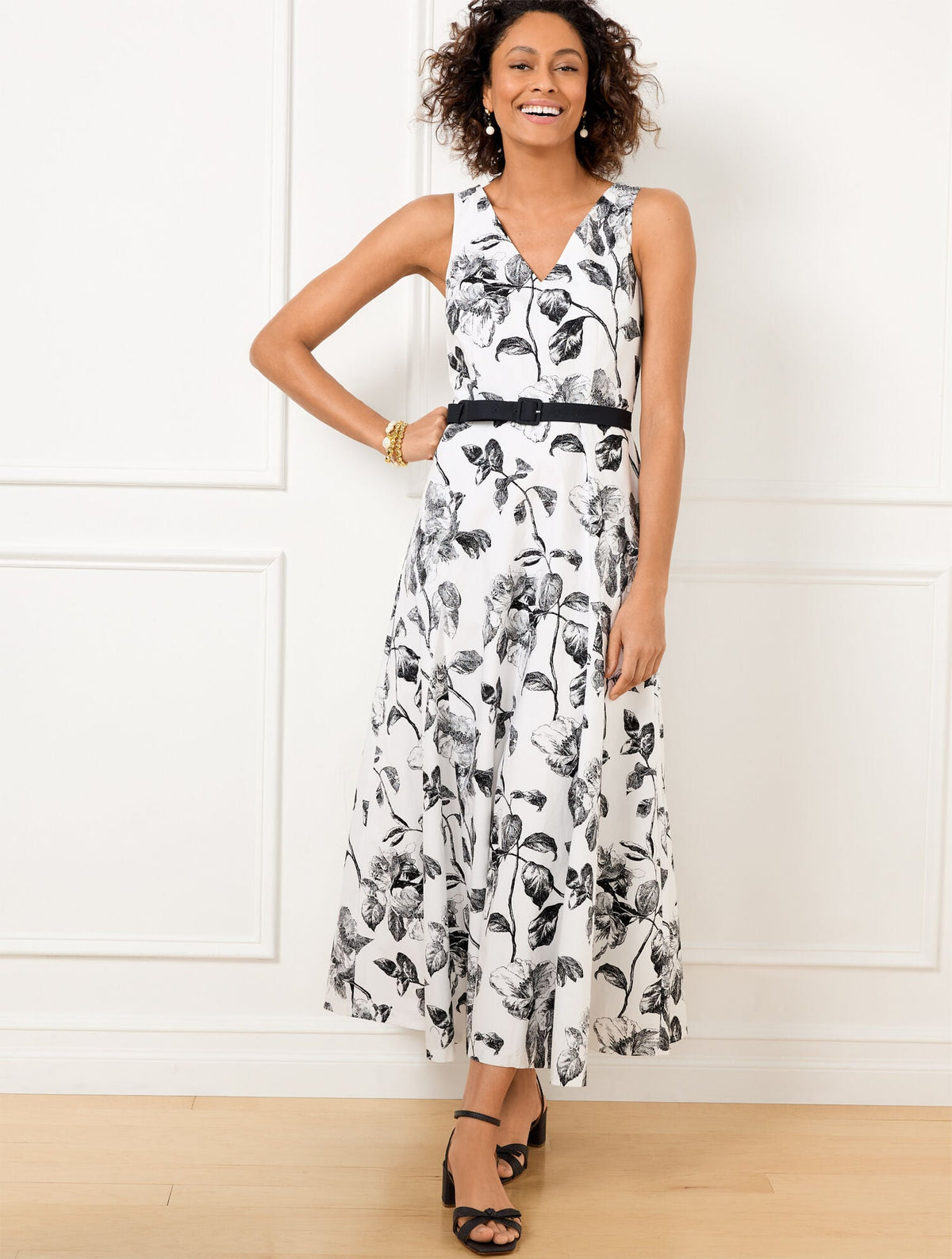 MODERN POPLIN DRESS - CLIMBING CAMELLIAS | Talbots sale