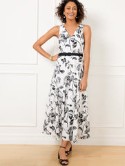 MODERN POPLIN DRESS - CLIMBING CAMELLIAS | Talbots sale