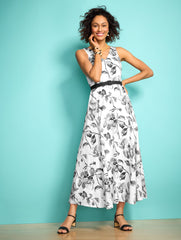 MODERN POPLIN DRESS - CLIMBING CAMELLIAS | Talbots sale