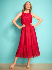 EYELET HALTER FIT & FLARE DRESS | Talbots for sale