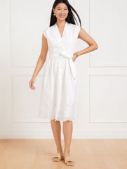TIE WAIST MIDI DRESS - MEDALLION FLORAL EYELET | Talbots on sale