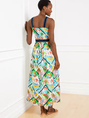 MODERN POPLIN FIT & FLARE DRESS - SUMMER VISTA | Talbots on sale