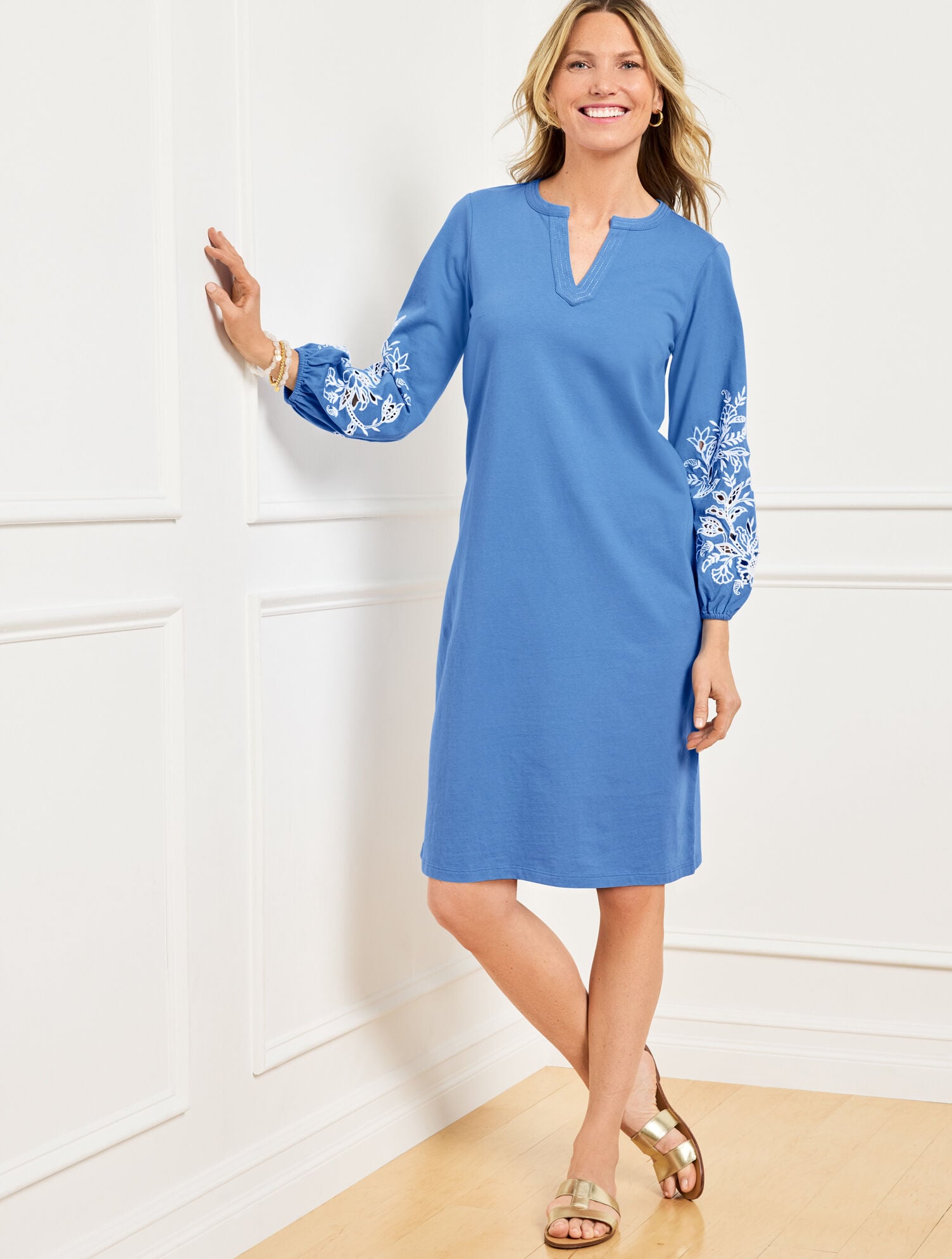 EMBROIDERED SHIFT DRESS | Talbots for sale