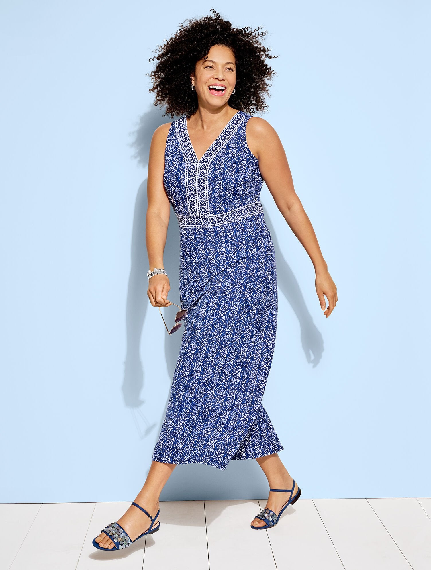 EFFORTLESS JERSEY MAXI DRESS - PRETTY MEDALLION | Talbots US