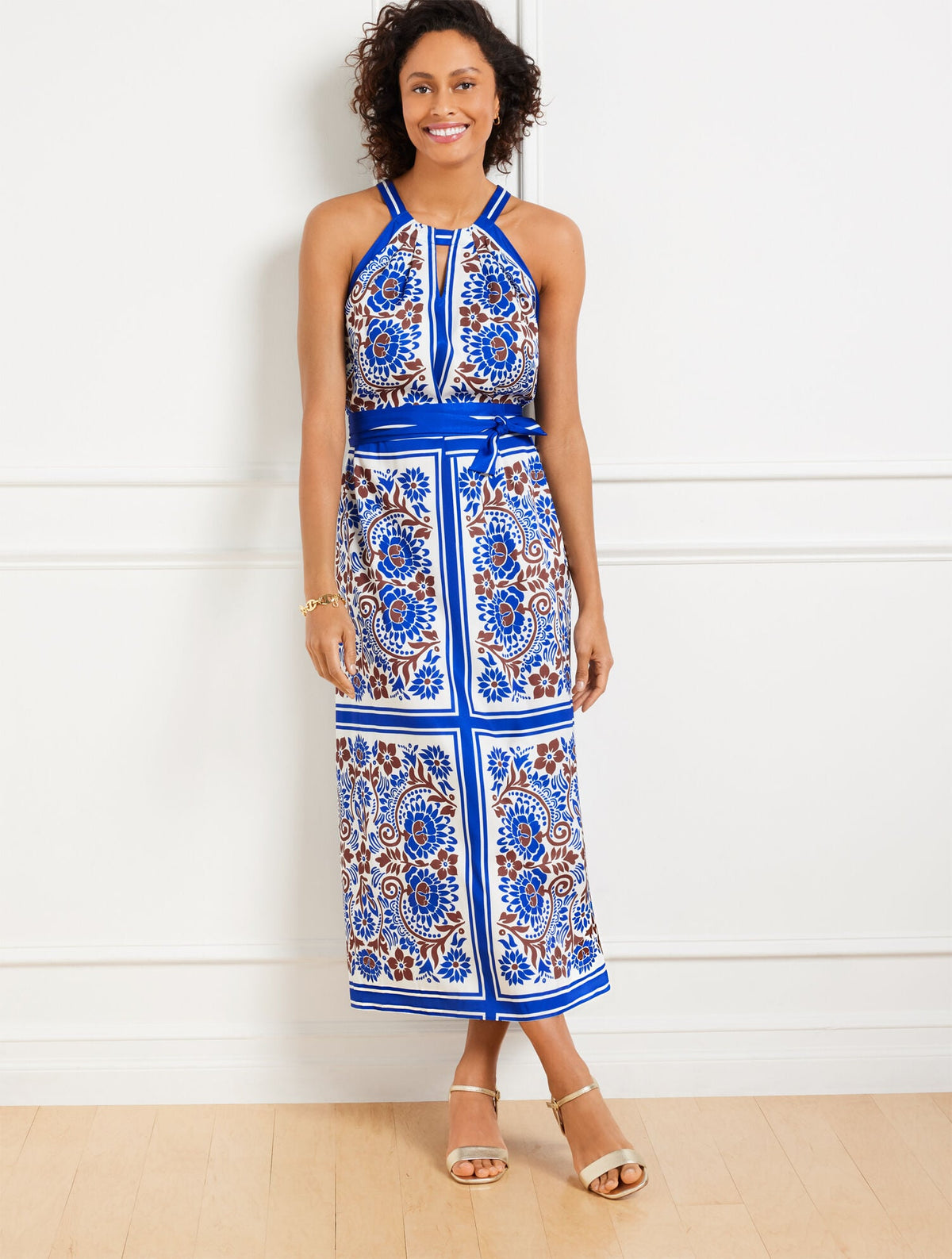 HALTER MAXI DRESS - BICOLOR FLORAL | Talbots on sale