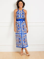 HALTER MAXI DRESS - BICOLOR FLORAL | Talbots on sale