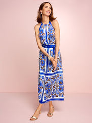 HALTER MAXI DRESS - BICOLOR FLORAL | Talbots on sale