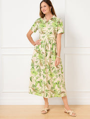 MODERN POPLIN SMOCKED MIDI DRESS - BRANCHING FLORAL | Talbots for sale
