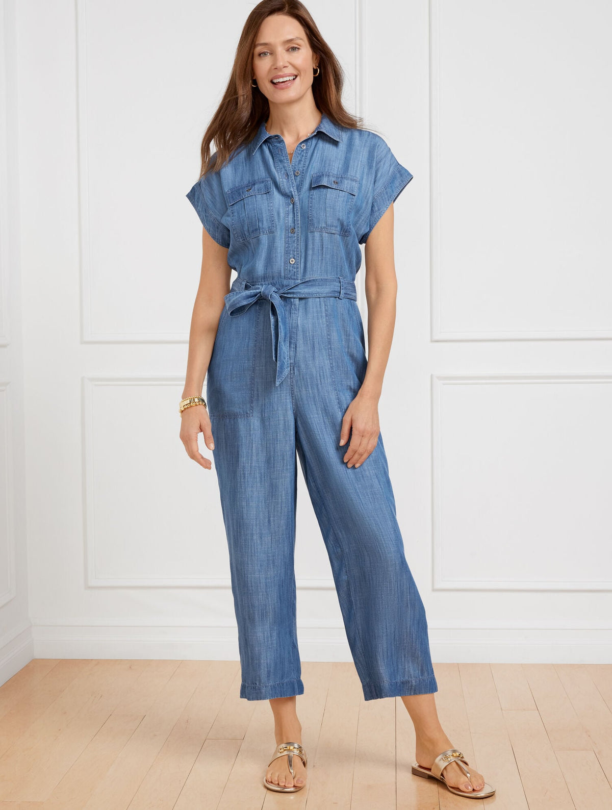 DENIM TIE WAIST JUMPSUIT - SIESTA WASH | Talbots near me