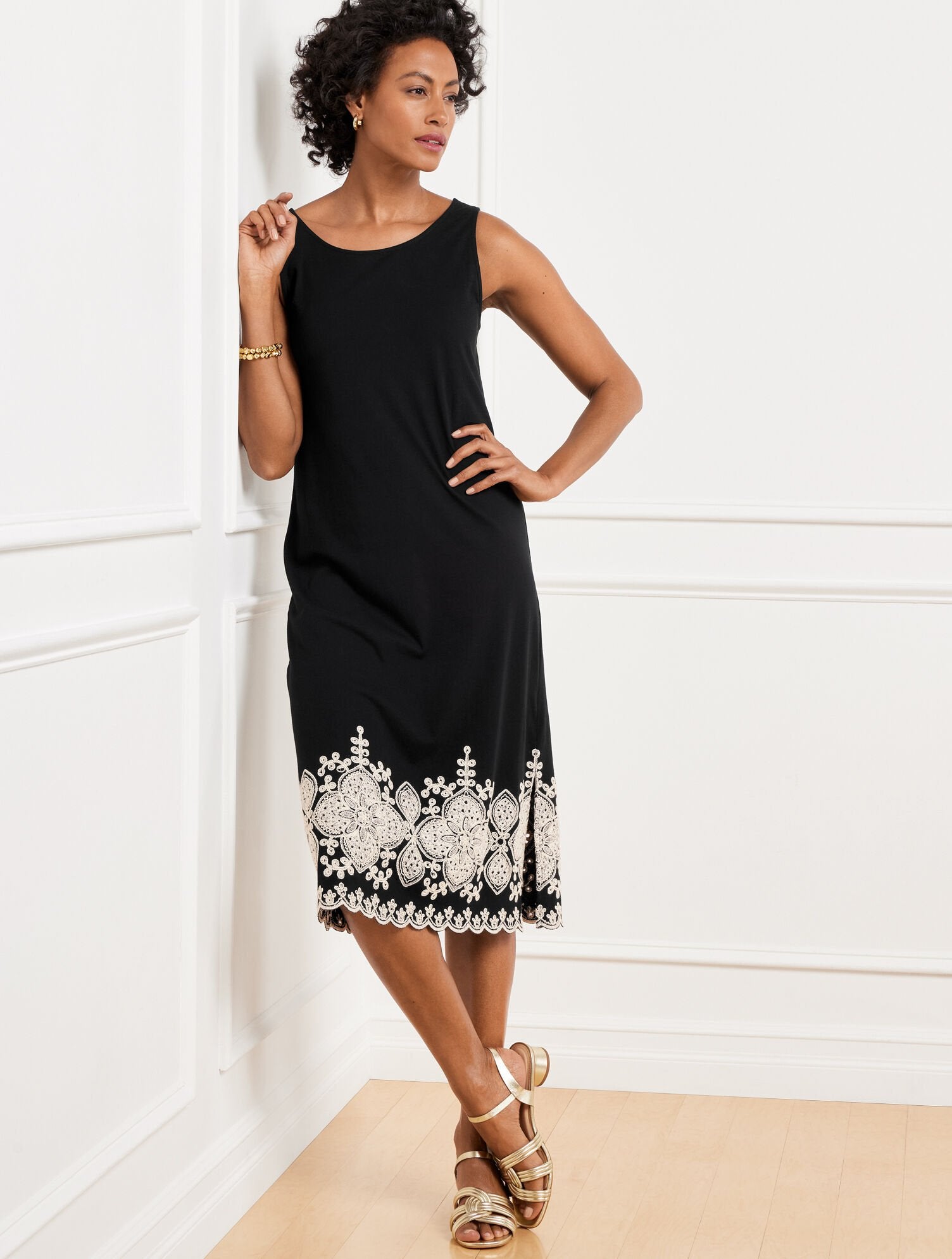 EMBROIDERED JERSEY DRESS | Talbots online