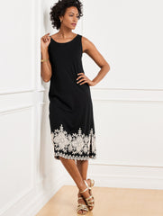 EMBROIDERED JERSEY DRESS | Talbots online