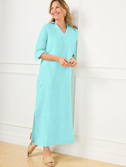 LONG SLEEVE LINEN KAFTAN SHIRTDRESS | Talbots on sale