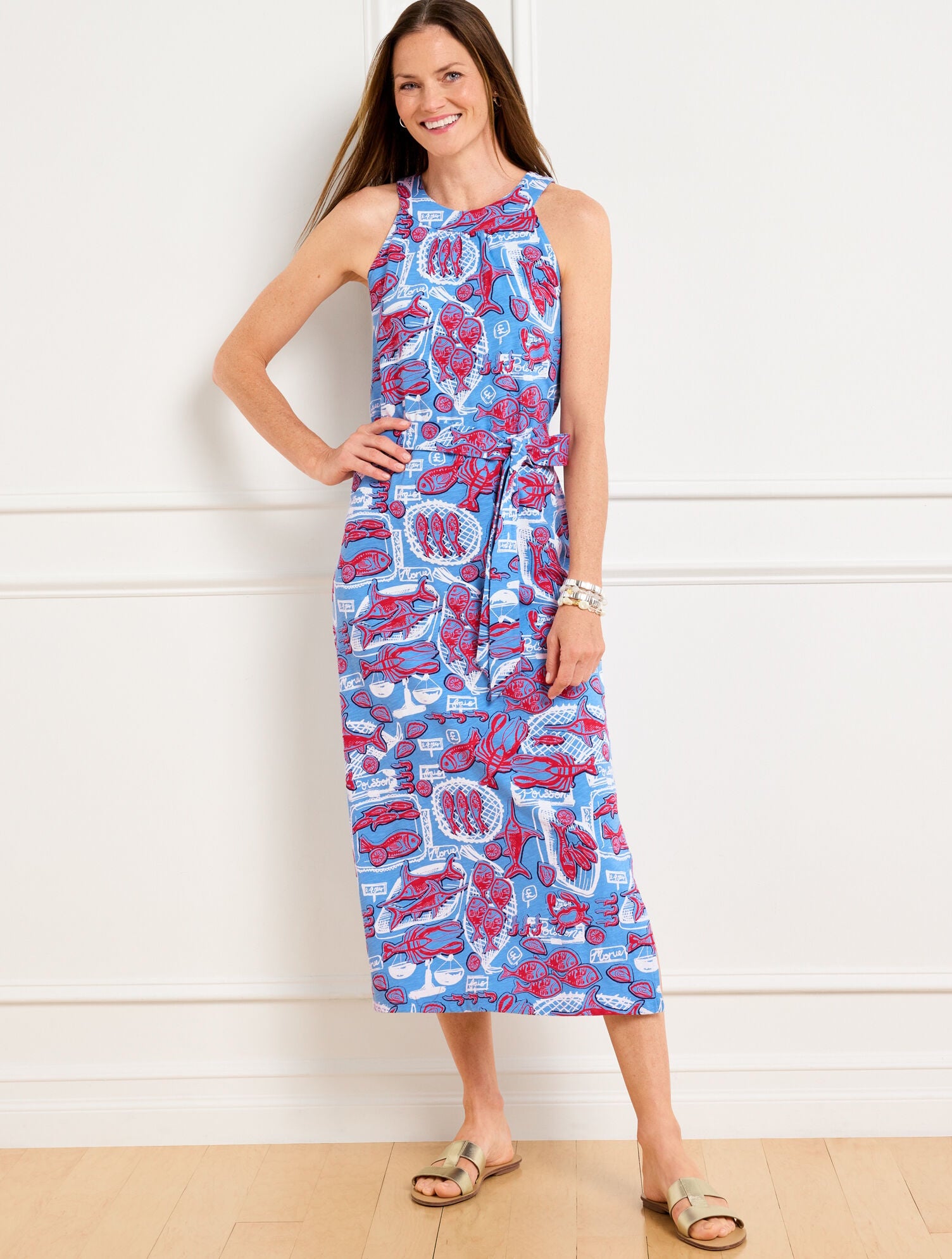 NANTUCKET SLUB HALTER MIDI DRESS - FISH MARKET | Talbots sale