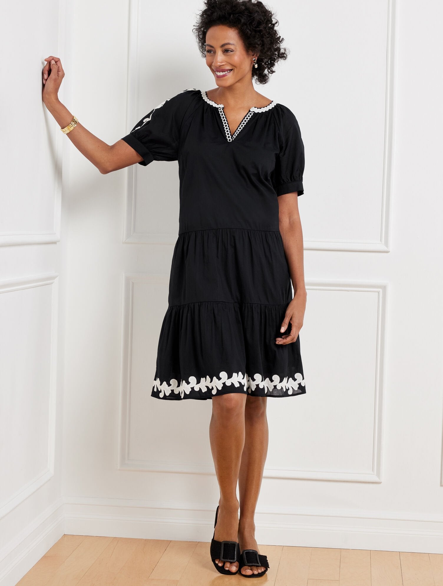 EMBROIDERED TIERED DRESS | Talbots US