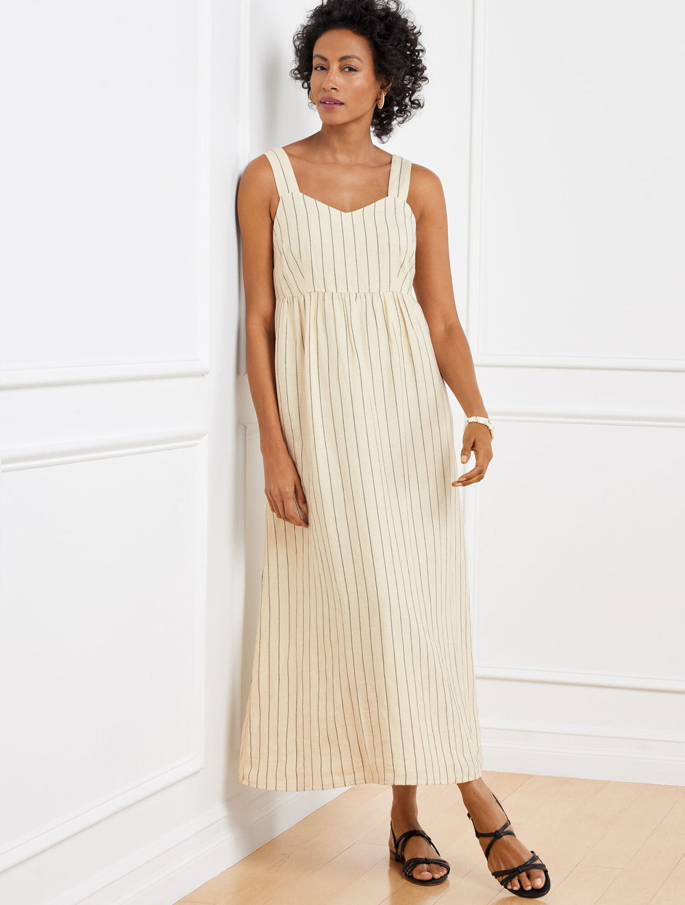 SLEEVELESS LINEN MAXI DRESS - RIVIERA STRIPE | Talbots outlet