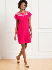 EMBROIDERED SHIFT DRESS | Talbots discount