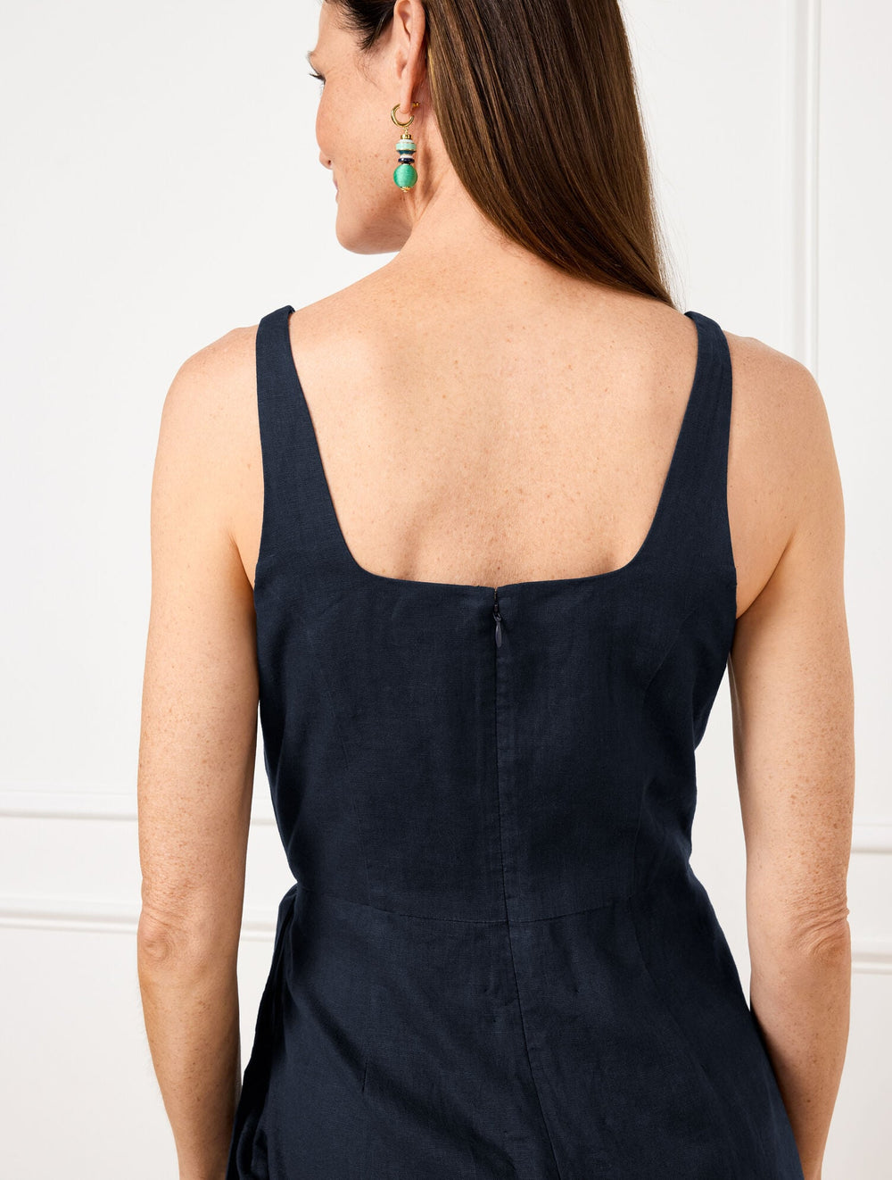 SQUARE NECK WRAP LINEN DRESS | Talbots for sale