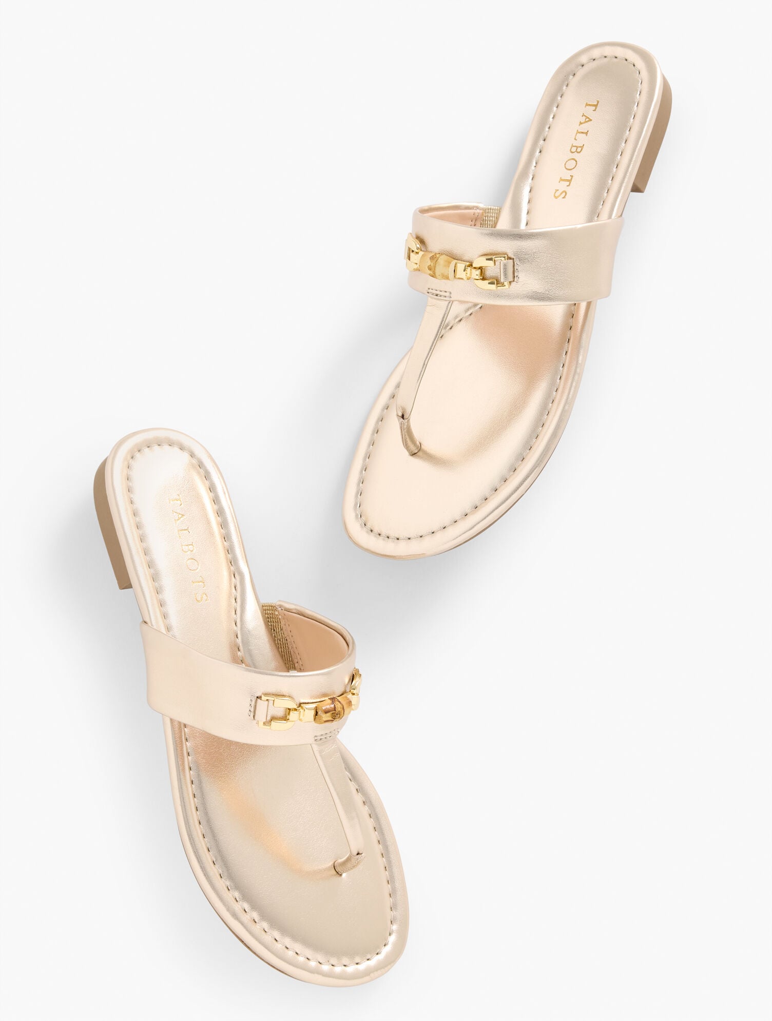 GIA BAMBOO METALLIC THONG SANDALS | Talbots for sale