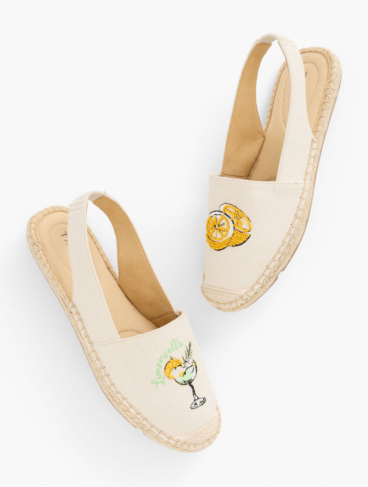 IZZY SLINGBACK BEADED ESPADRILLE FLATS - LEMONS | Talbots sale