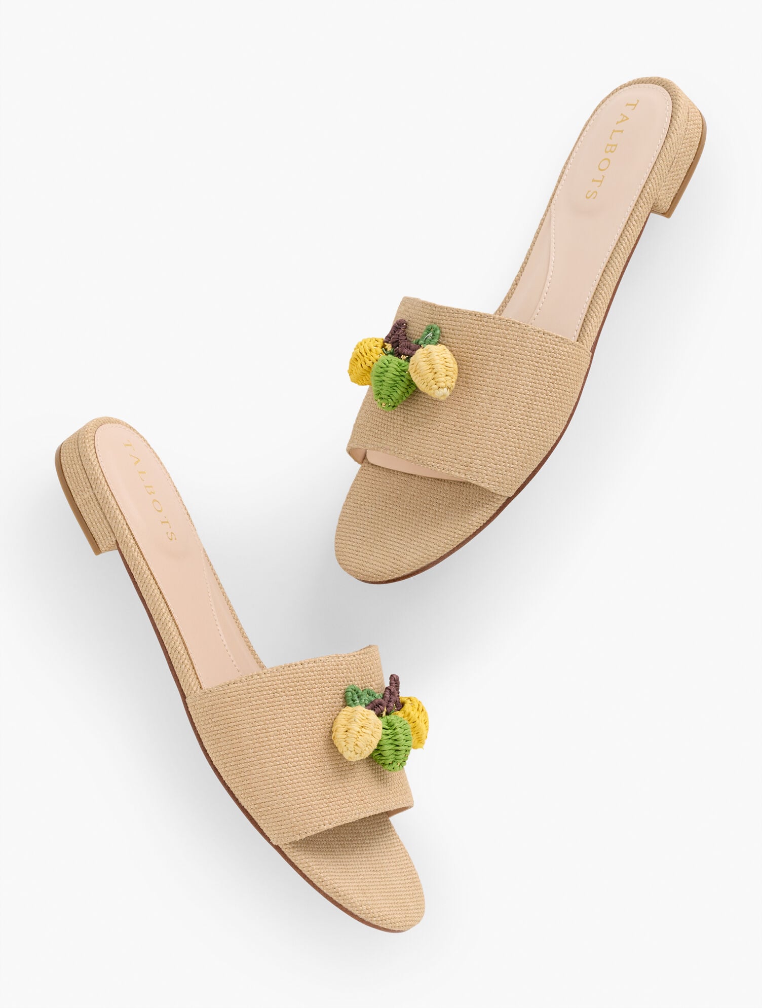 KERI EMBELLISHED WOVEN STRAW SLIDES | Talbots on sale