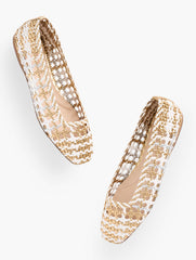 SLOANE WOVEN METALLIC BALLET FLATS | Talbots for sale