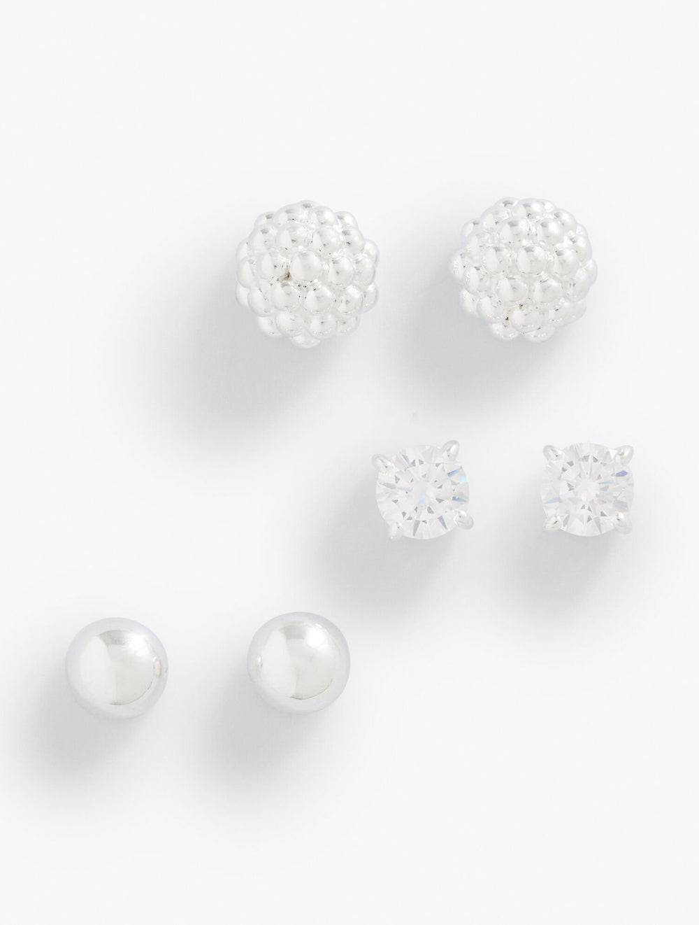 STERLING SILVER BALL CLUSTER STUD EARRING SET | Talbots near me