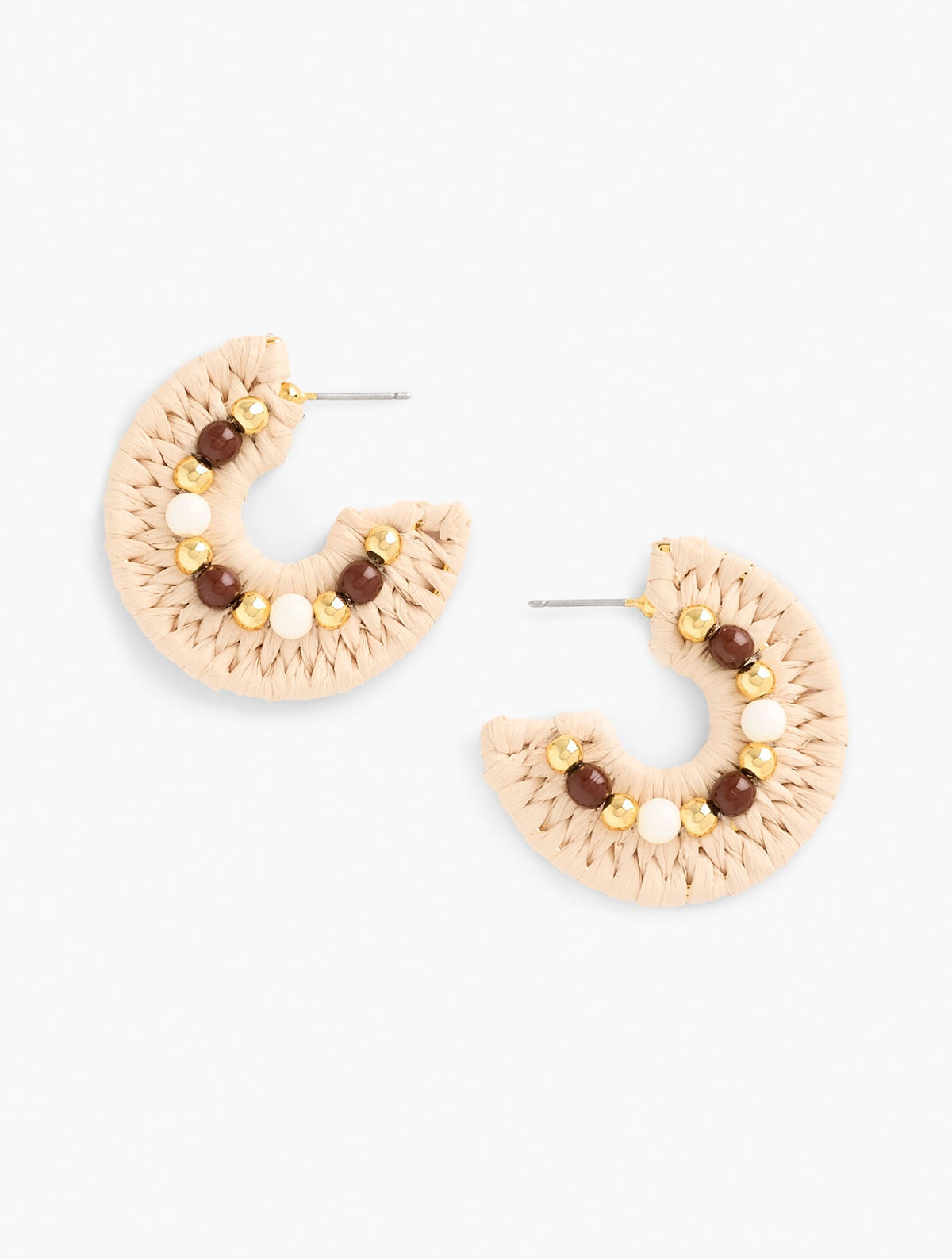 BEADED RAFFIA HOOP EARRINGS | Talbots US