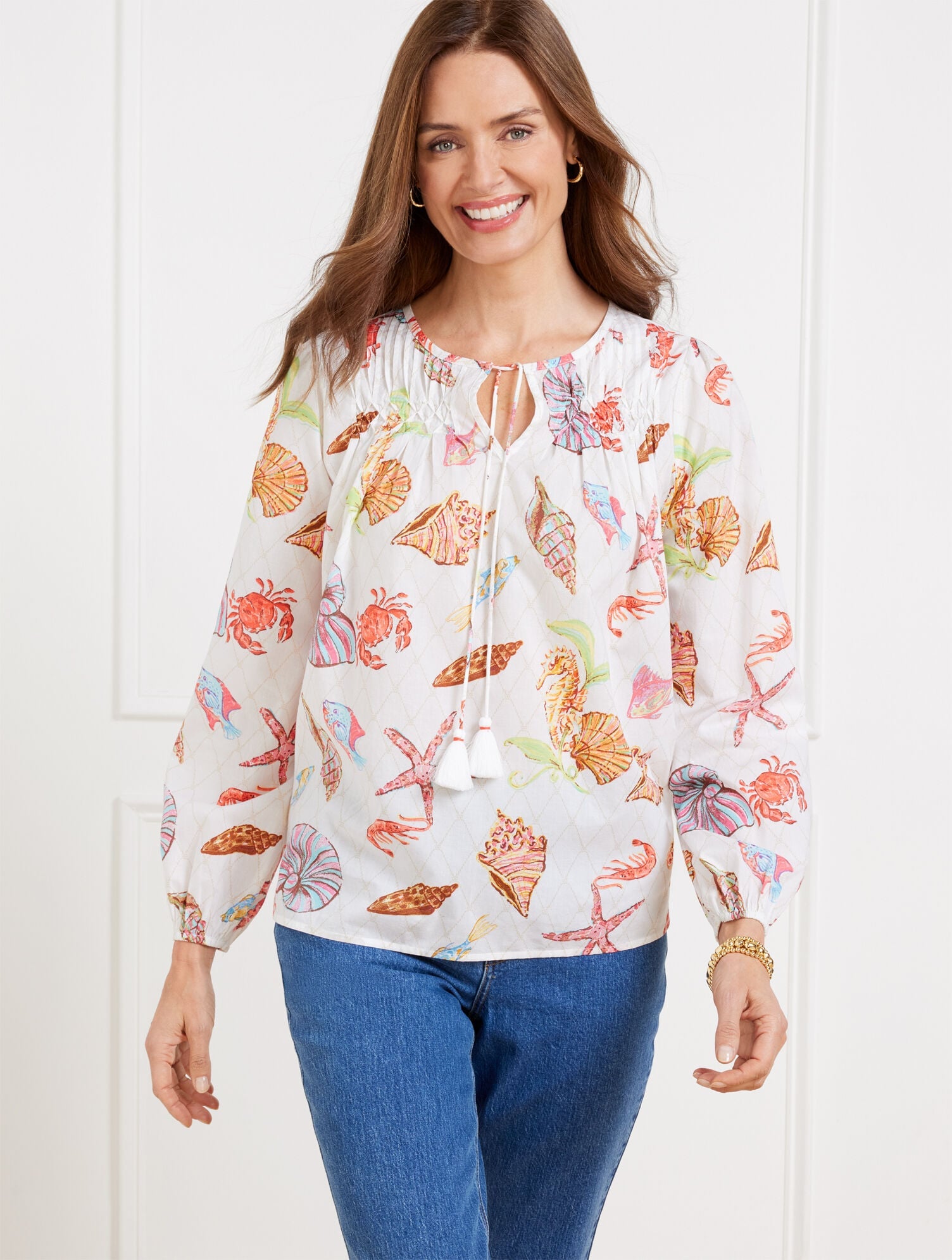 PINTUCK TIE FRONT TOP - UNDERWATER WORLD | Talbots near me