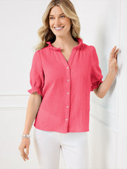SMOCKED GAUZE TOP | Talbots near me