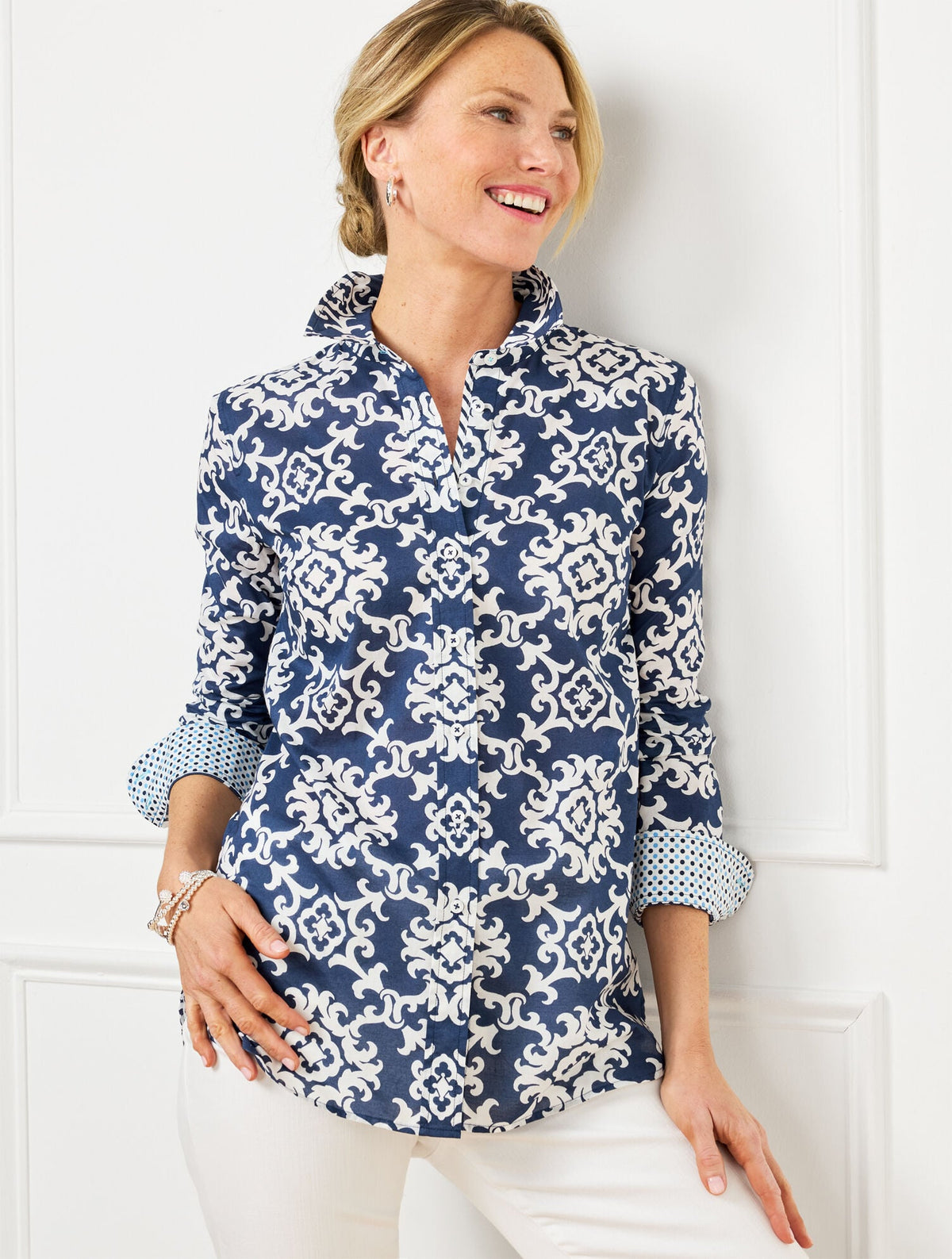 MODERN CLASSIC SHIRT - CURLY MEDALLION | Talbots outlet