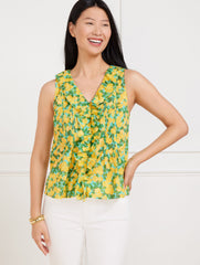 PINTUCK RUFFLE TRIM TOP - LEMON BUNCHES | Talbots outlet